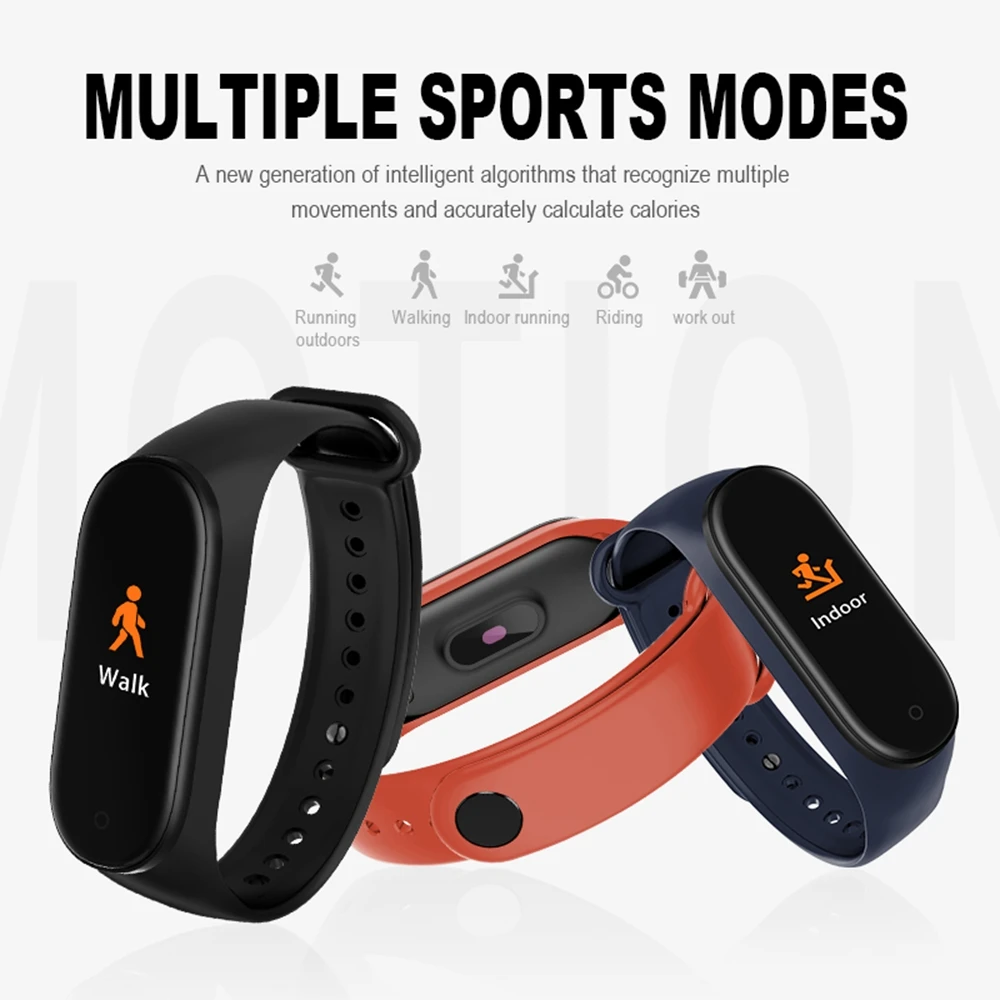 Newest M4 Smart Bracelet Waterproof Fitness Tracker vs mi Band 4 Smart Band Heart Rate Monitor WhatsApp Facebook Reminder