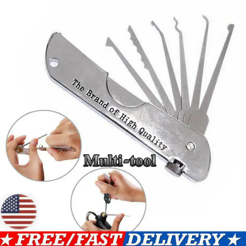 

2019 New 6-in-1 Practice Lock Folding Multi-function Tool Pick Set Camping Survival Army Military Foldable Tension Tools