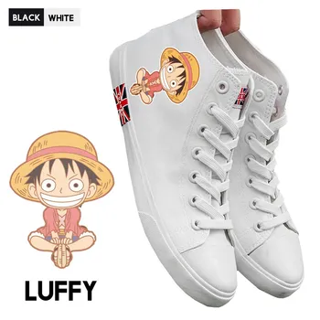 

One Piece Monkey D Luffy Cartoon Anime Funny Printed Shoes Cartoon High Heel Canvas Uppers Teen Customized Trendy A19516