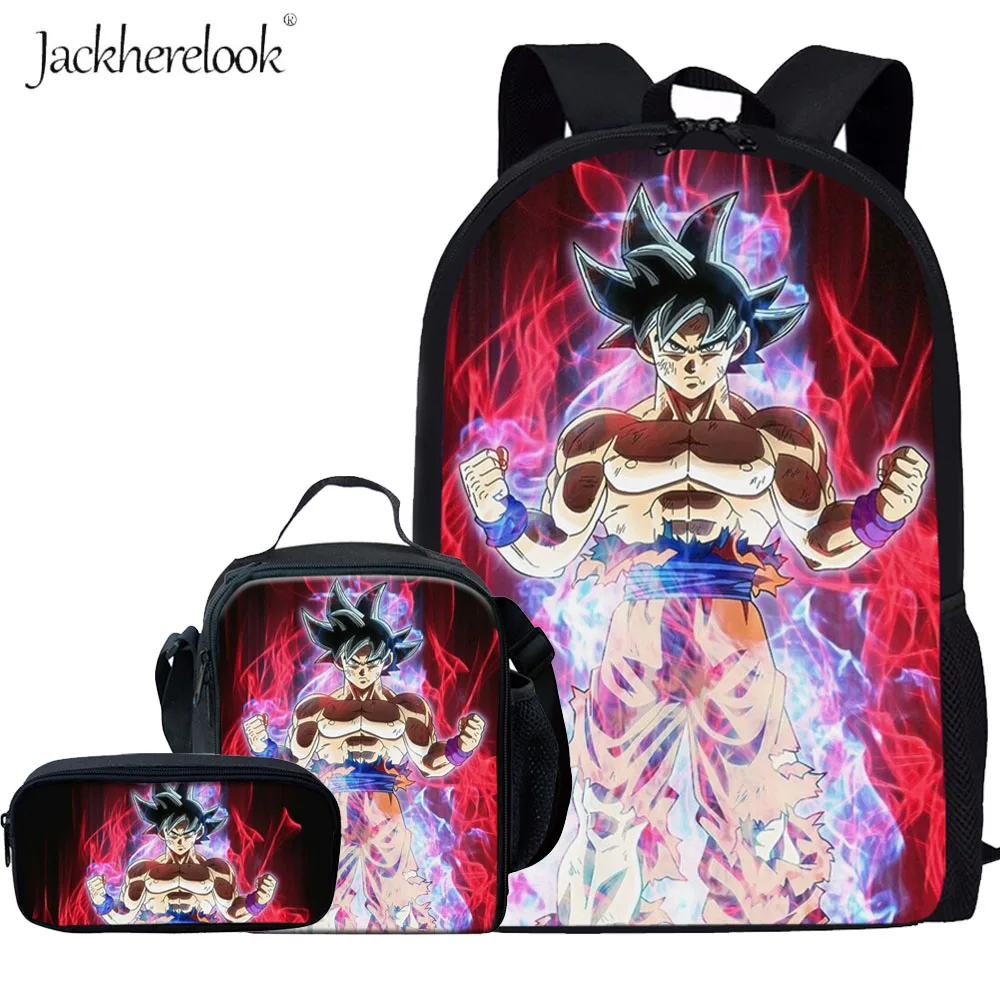 

Jackherelook Dragon Ball Z Super Print 3PCS Set students Kids Boys Schoolbags Anime DBZ Ultra Instinct Goku Children Backpacks