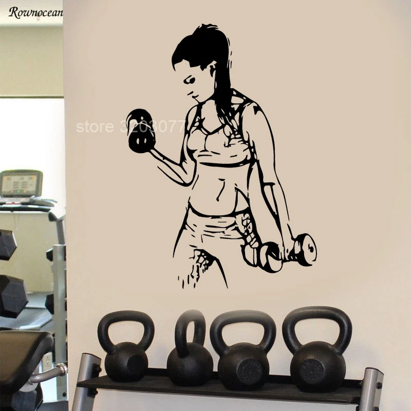 

Work Out Gym Home Decor Vinyl Wall Sticker Sport Women Fitness Healthy Decoration Girls Room Removable Mural G-24