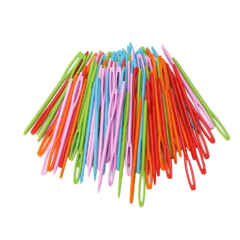

2019 New 100Pcs Children Colorful Plastic 7cm Needles Tapestry Binca Sewing Wool Yarn DIY