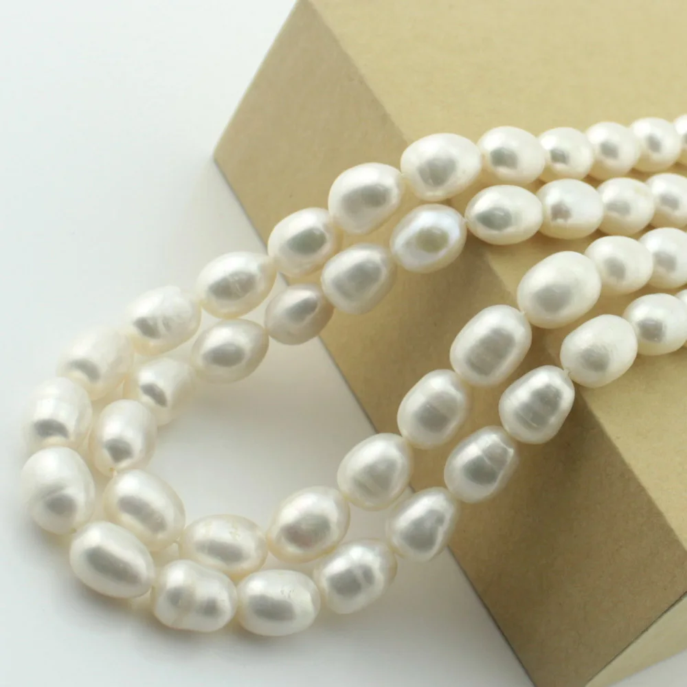 

Real Natural White Big Freshwater Pearl Necklace Oval Shape Pearl Jewelry Gifts for Women Free Shipping