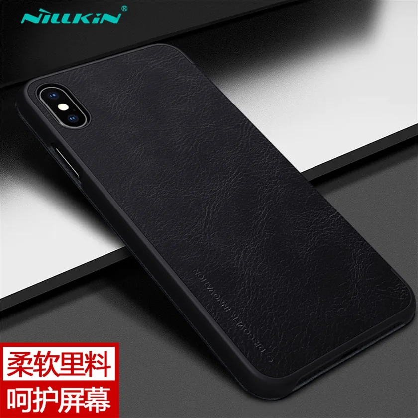 Роскошный чехол-кошелек Nillkin Qin для iPhone XS Max, кожаный чехол-книжка для Apple iPhone X/XR/XS Max, чехол - Цвет: Black