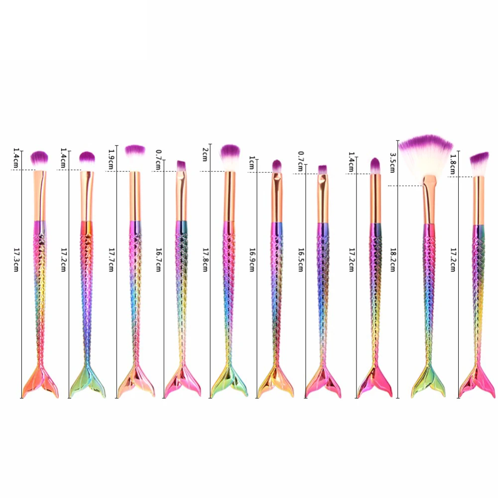 Набор кистей для макияжа русалка 10 шт./комплект|brush tool kit|makeup brush setbrush set |