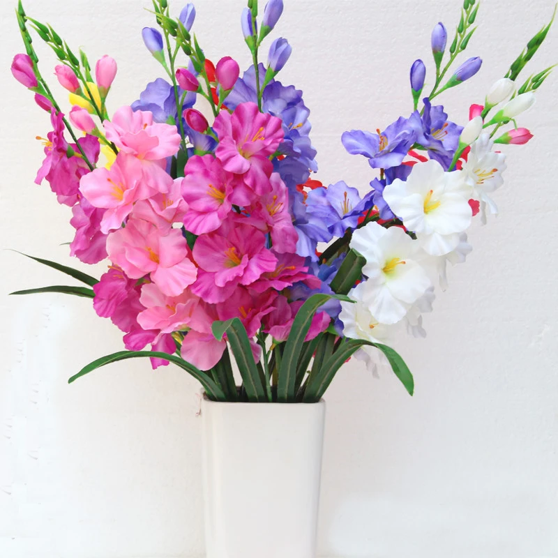 10pcs Artificial 80cm Silk Orchid Gladiolus Flower Bush Bouquet Plant