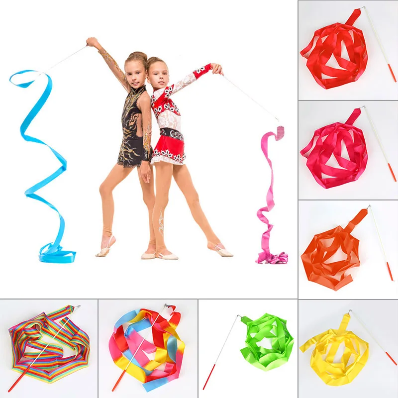 

Newly Newly Design Dance Ribbon Gym Rhythmic Gymnastics Rod Art Ballet Twirling Stick 4m BF88
