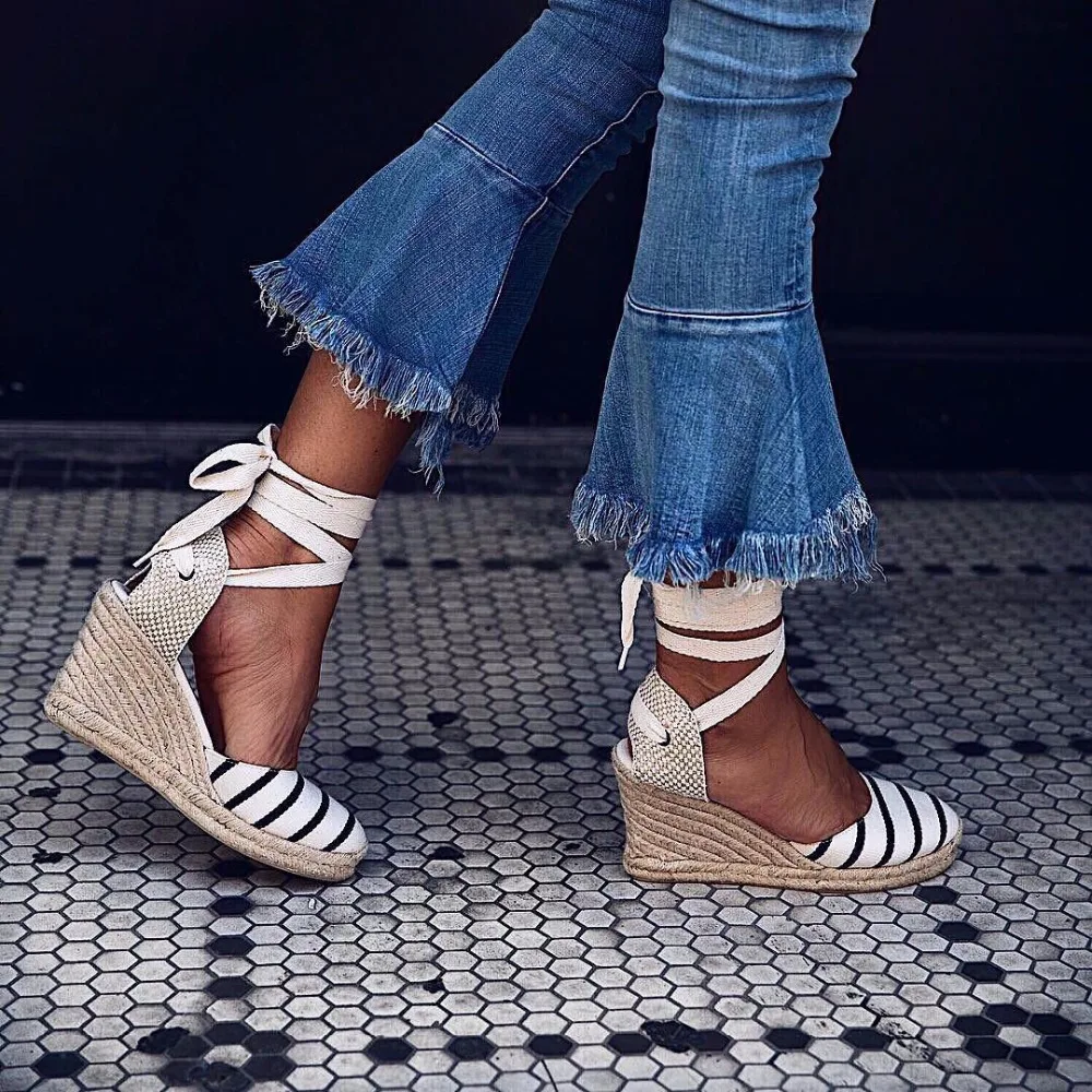Striped espadrilles wedge Clearance