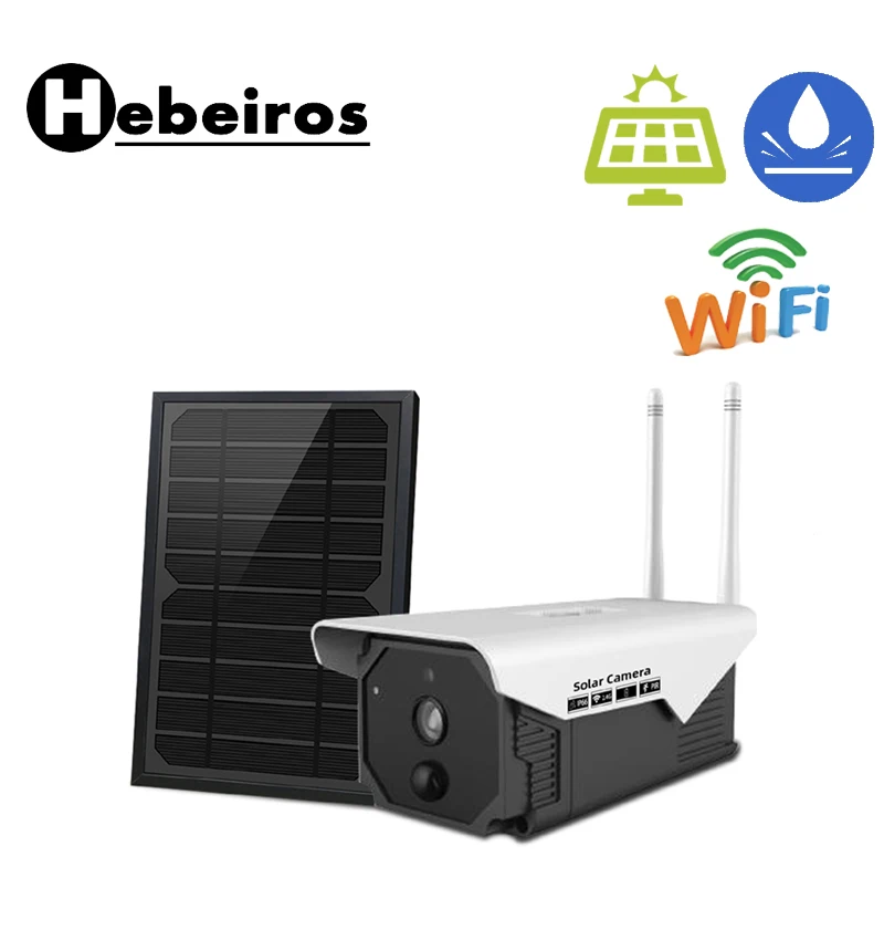 Hebeiros солнечная панель аккумуляторная батарея 1080P Full HD 2MP открытый Крытый PIR Водонепроницаемый умный дом CCTV безопасности WiFi камера