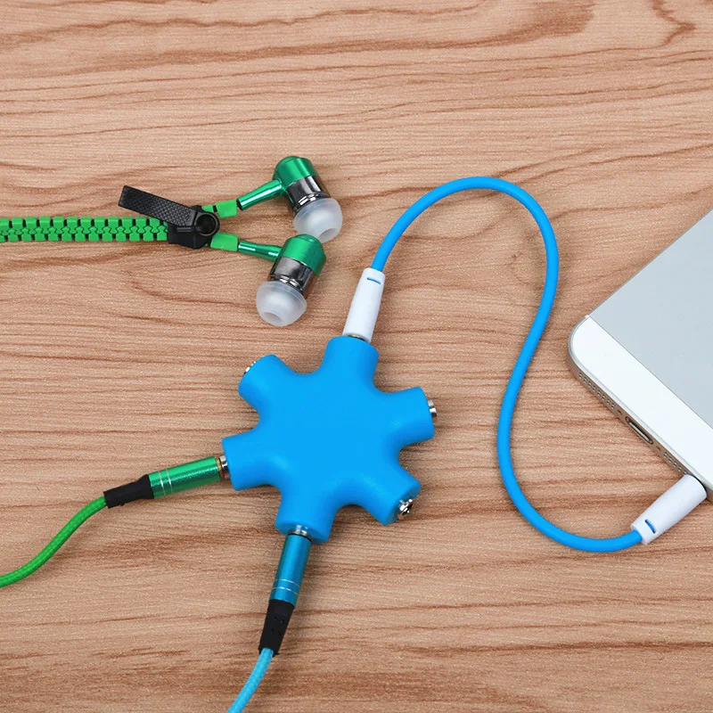 

FFFAS 3.5mm Audio Aux Cable Splitter 1 Male to 5 Female Headphone Port 3.5 Jack Share Adapter for Tablet MP3 MP4 Mobile Phone
