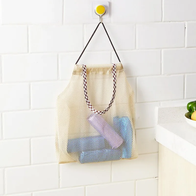 Multi function Kitchen/Bathroom Hanging Mesh Storage Bag Organizer ...