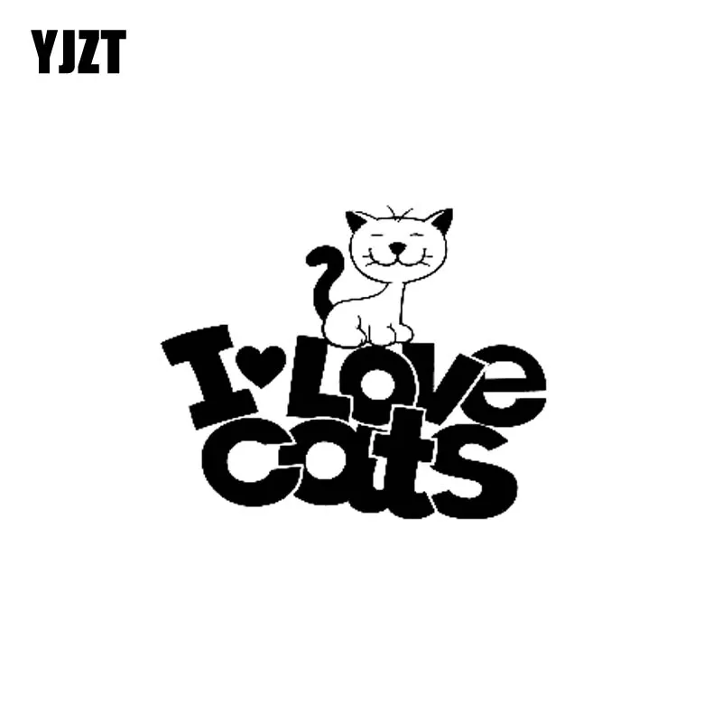 YJZT 14 7 см * 12 2 Виниловая наклейка I Love Cats мультяшный Кот котенок стикер для