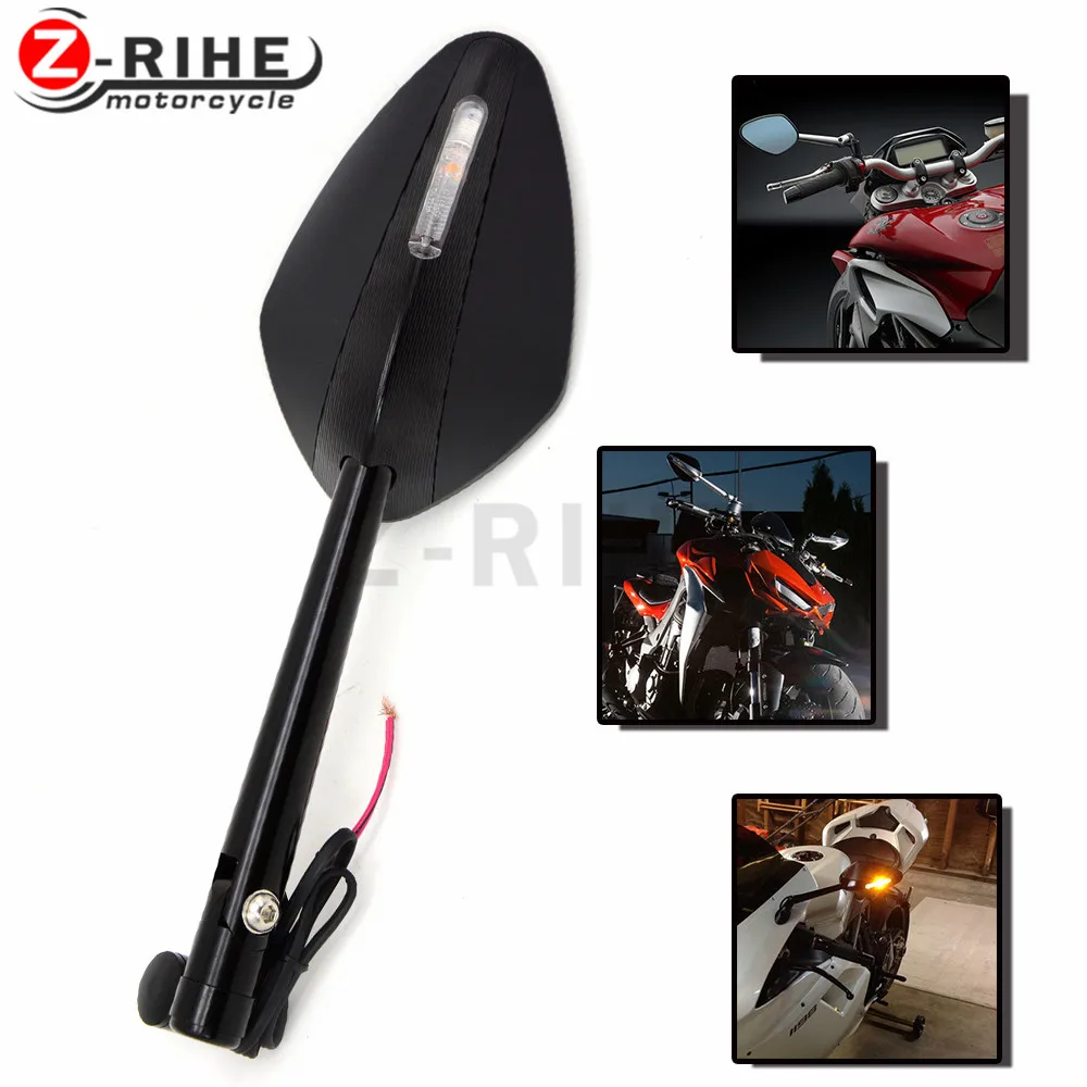 for Motorcycle Integrated Turn Signal Mirrors Side Rearview Mirror Front Back LED Universal For Ducati DIAVEL CARBON 1199 1198 1
