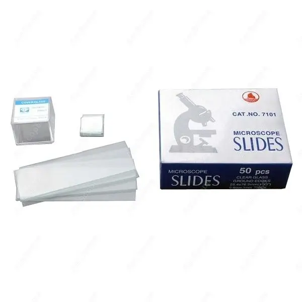 AmScope 50pc Pre-Cleaned Blank Microscope Slides and 100pc Square Cover Slips BS-50P-S100 |