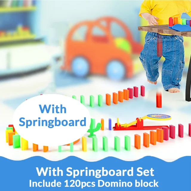  US $13.12  Colorful Domino set with Springboard 120pcs dominoes blocks kit intelligence Educational imaginatio