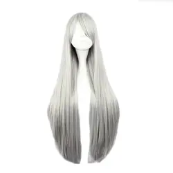 Mcoser 80 см длинные прямые Синтетический серый Косплэй костюм парик 100% Высокая Температура Волокно wig-001g
