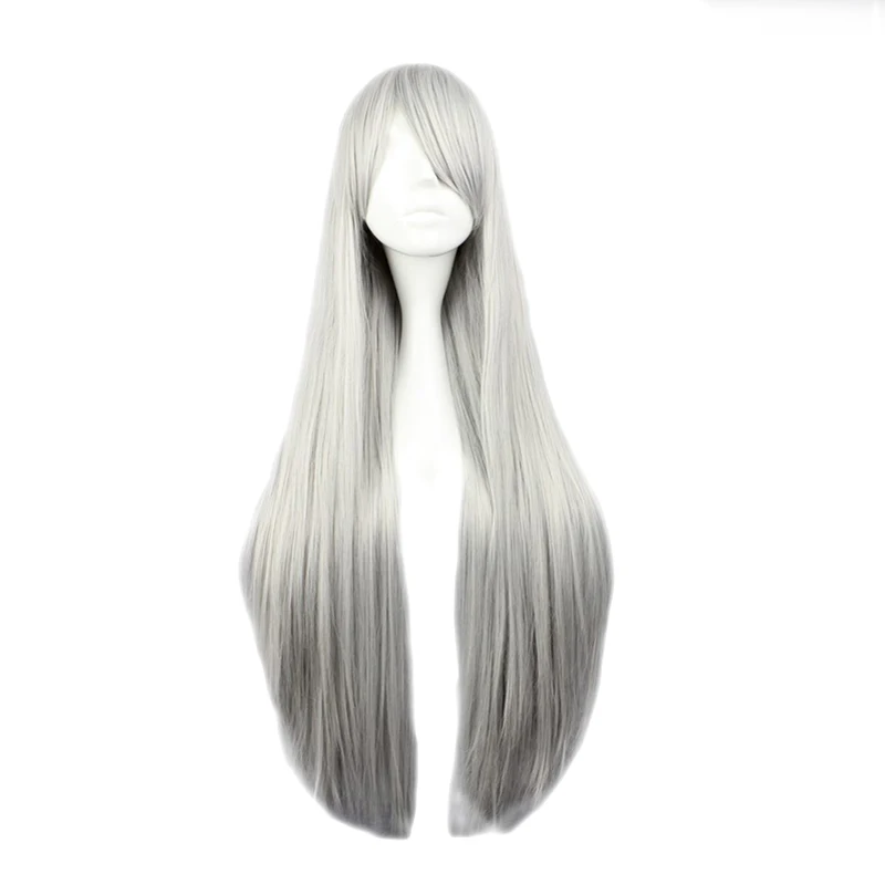 

MCOSER 80cm Long Straight Synthetic Gray Cosplay Costume Wig 100% High Temperature Fiber WIG-001G