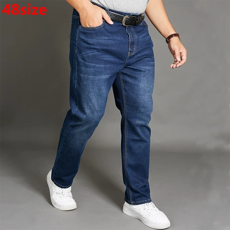 

Autumn jeans men's blue large size men's jeans 200 kg male elastic plus fertilizer XL pants