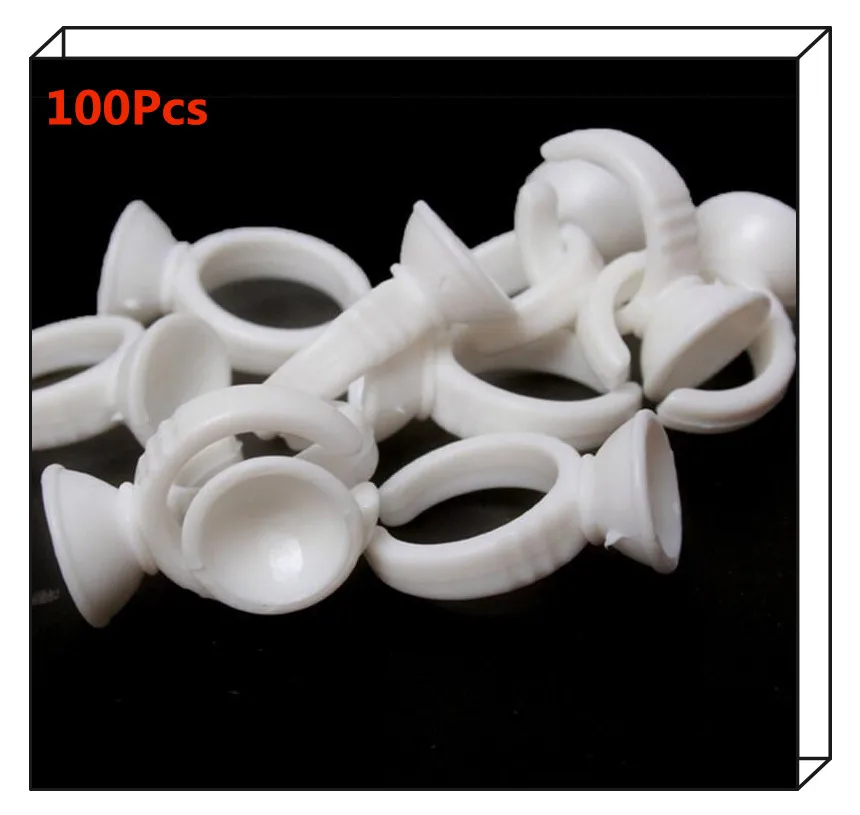 100Pcs/bag Disposable Tattoo Glue Rings Braces Microblading Eyebrow Tattoo Makeup Glue Pigment Holder Container Cup Support