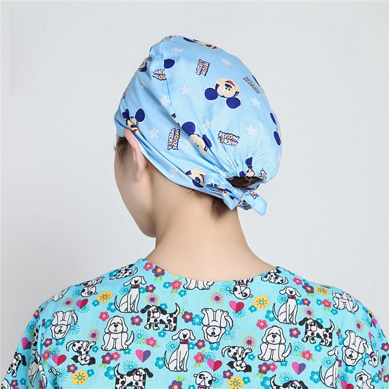 Унисекс хлопок дышащий принт Регулируемая ветеринарная больница работа шапки хирургические шапки Доктор Медсестры шапки красота аптека шапки