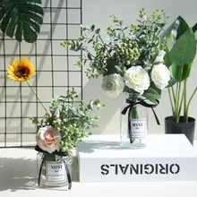 Домашний Декор для дома в скандинавском стиле, маленькие свежие искусственные цветы, букет роз, мебель для гостиной, Цветочная композиция