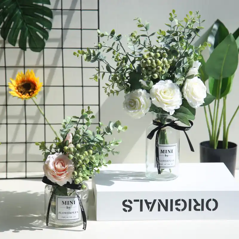 Farmhouse Home Decor Nordic Style Small Fresh Simulated Flowers Rose Bouquet Living Room Furnishings Flower Arrangement Artificial Dried Flowers Aliexpress