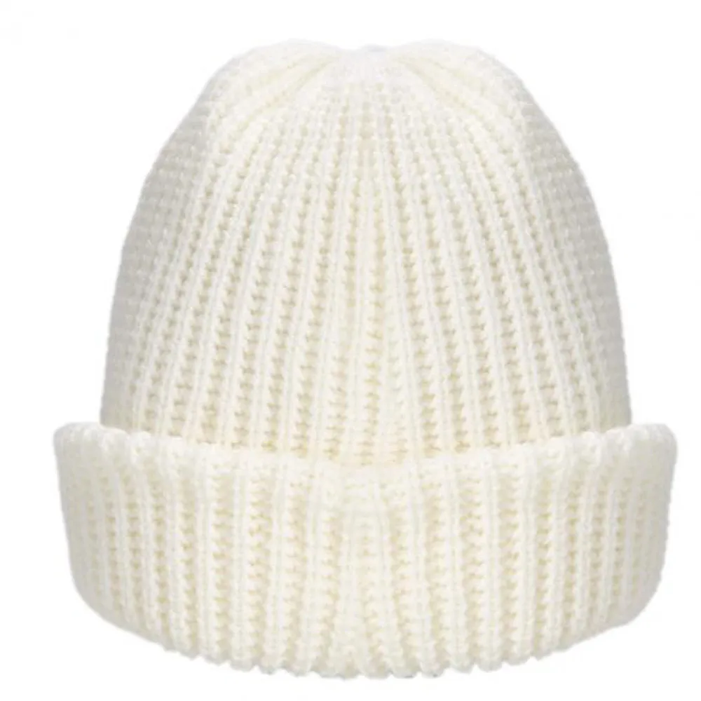 Удивительная Для мужчин Для женщин теплые, зимние, вязаные детская Шапка-бини шапка с припуском однотонная шляпа