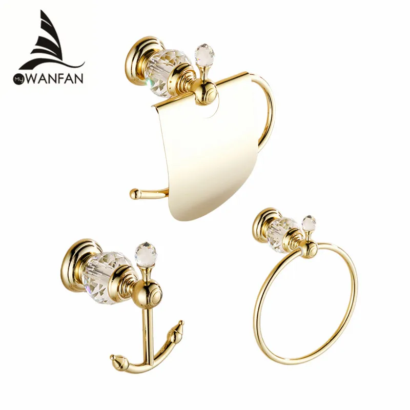 Bath Hardware Sets European Style Hook On The Wall Luxury Crystal Brass