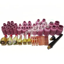 50 шт. полный TIG сварочные аксессуары комплект глинозема сопло газовые линзы цанги тела прокладка чашки задние крышки Fit WP SR17 18 26 факелы