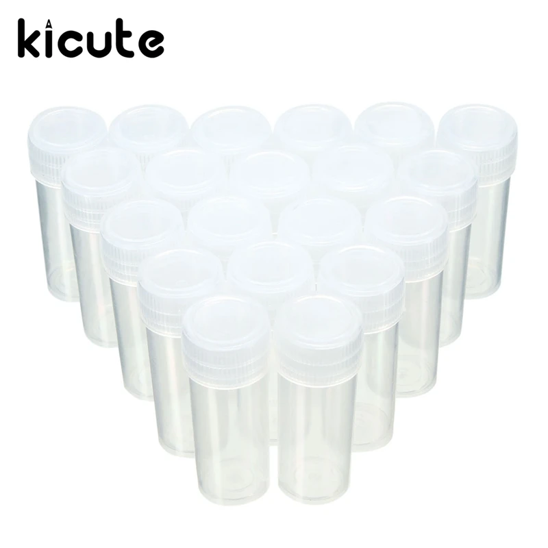 

Kicute 100pcs Plastic Test Tubes 5ml Vials Sample Container Powder Craft Screw Cap Bottles for Office School Chemistry Supplies
