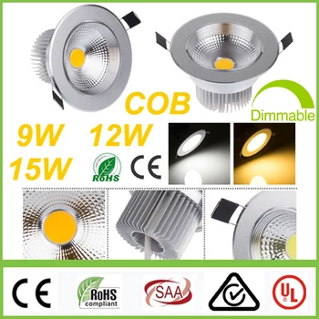 

Super Bright CREE 9W 12W 15W COB LED Downlights+Dimmable Power Driver Tiltable Fixture Recessed Ceiling Down Lights Lamps SAA CE