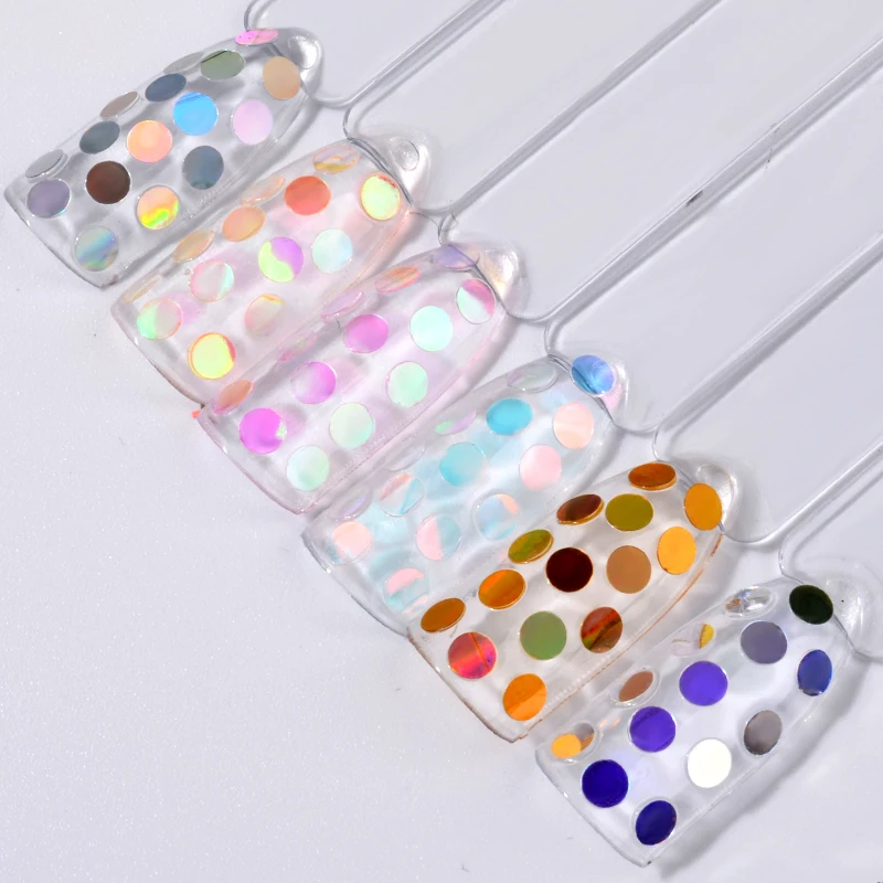 

6PCS Mermaid Holo Nail Sequins Flakes Colorful Round Paillette Flakies Glitters Manicure Nail Art Decorations