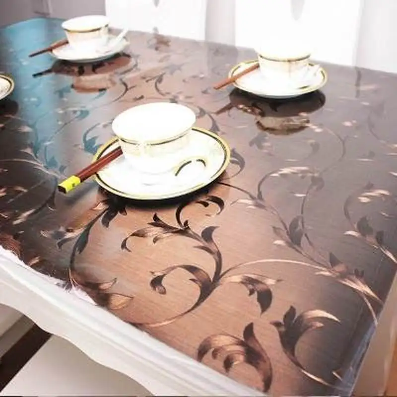 

Brand D' Water Kitchen Oil Painting Transparent Tablecloth Waterproof PVC Tablecloth Glass Tablecloth Quality Soft Cloth 1.0 Mm