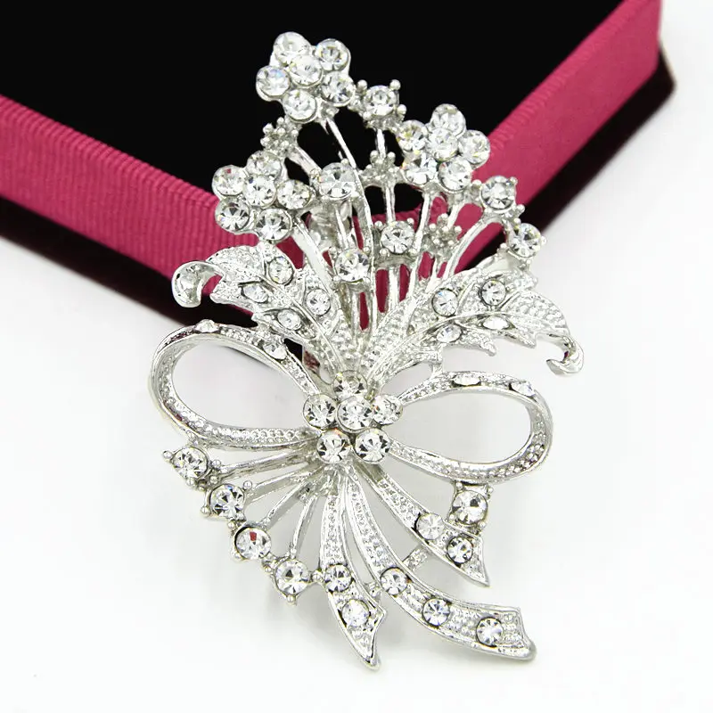 Vintage Fashion Crystal Alloy Flower Female Party Costume Brooch Women