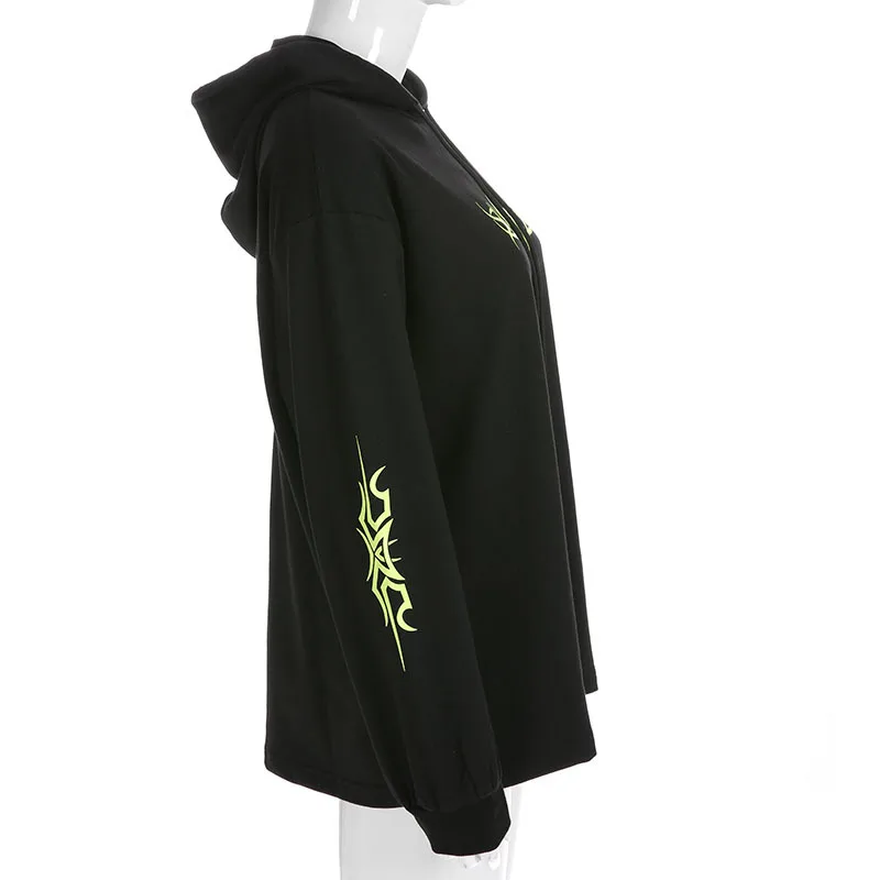 Hooded sweatshirt women gothic printed long sleeve pullover ladies coat casual sweatshirts plus siz