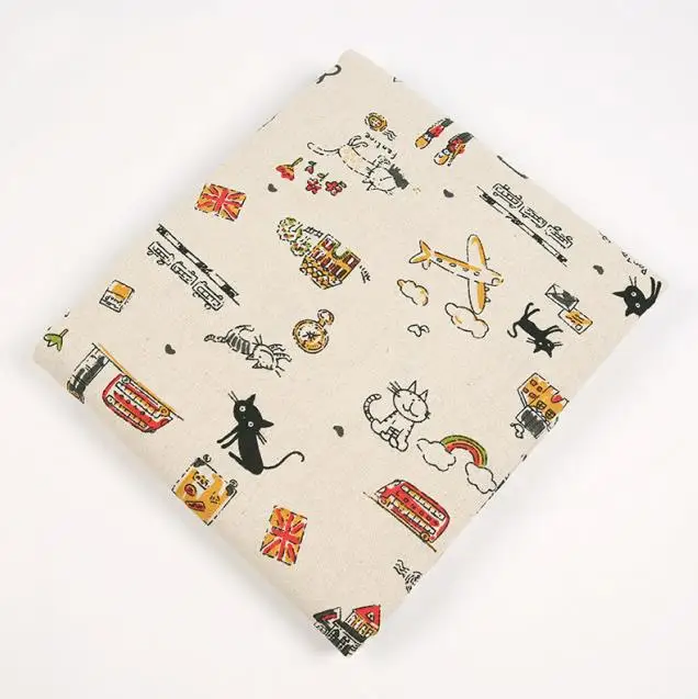 Лоскутная Ткань с рисунком кота из мультфильма, хлопок, полиэстер, ткань для ткани, детские постельные принадлежности, домашний текстиль для шитья, 150 см x 100 см - Цвет: 1