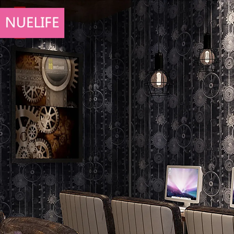 

0.53x10 meters American Retro Mechanical Gear Pattern Wallpaper Bar Restaurant Living Room Bedroom Office Background Wallpaper