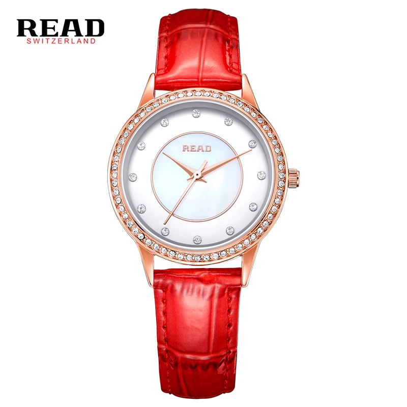 

READ 2019 new fashion round watches for women with Rhinestones simple buckle red leather strap relogio feminino 2011 watchwrist