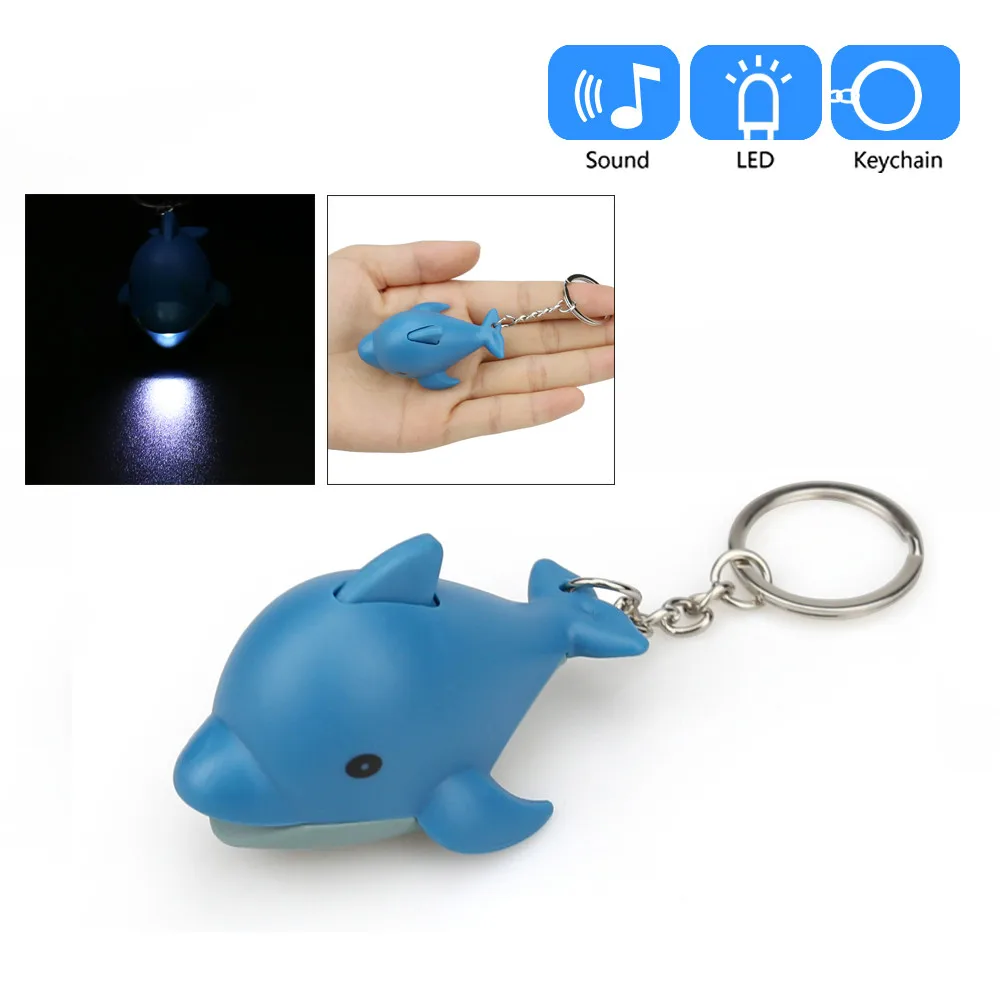 Luminous Xmas Gift Emergency Flash Light With Sound LED Whale Shape Keychain