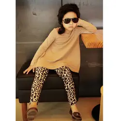 Модные 1 шт. штанов для маленьких девочек с леопардовым принтом осень-зима Для детей леггинсы Мотобрюки Для 1-5yrs