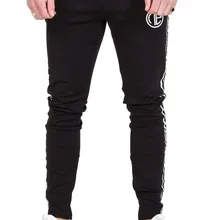 Для мужчин Гибкая хлопок боковые полосы тонкий тренажерный зал Плотные брюки Запуск Велоспорт Спорт Фитнес тренировки Леггинсы дропшиппинг