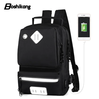 

Boshikang College Fashion Backpack Men USB School Rucksack Travel Bagpack Simple Daily Multifunction Daypack Teenager Shoulder