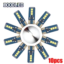 So.k 10Pcs Auto Car LED T10 CANBUS 194 W5W 6 Smd 3030 License Plate Lights White Interior Dome Map Reading Light Bulbs