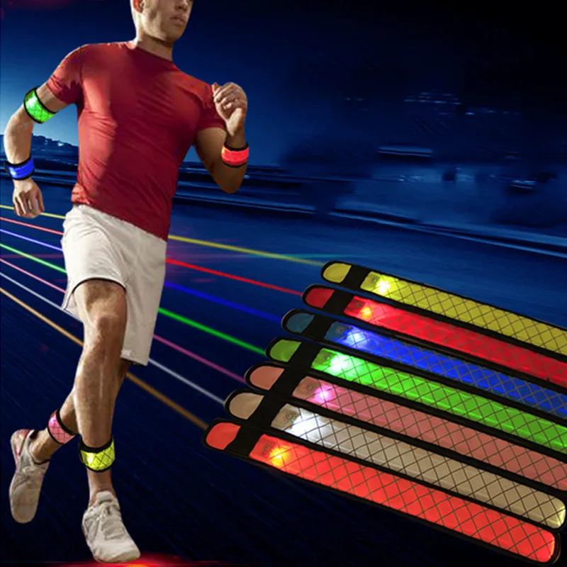 LED Flashing Wrist belt Sports Running Safety Reflective Strap Arm Band Armband