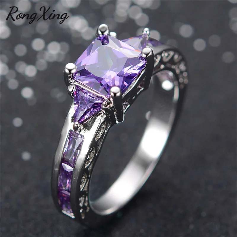 Женские кольца с фиолетовыми цирконами RongXing