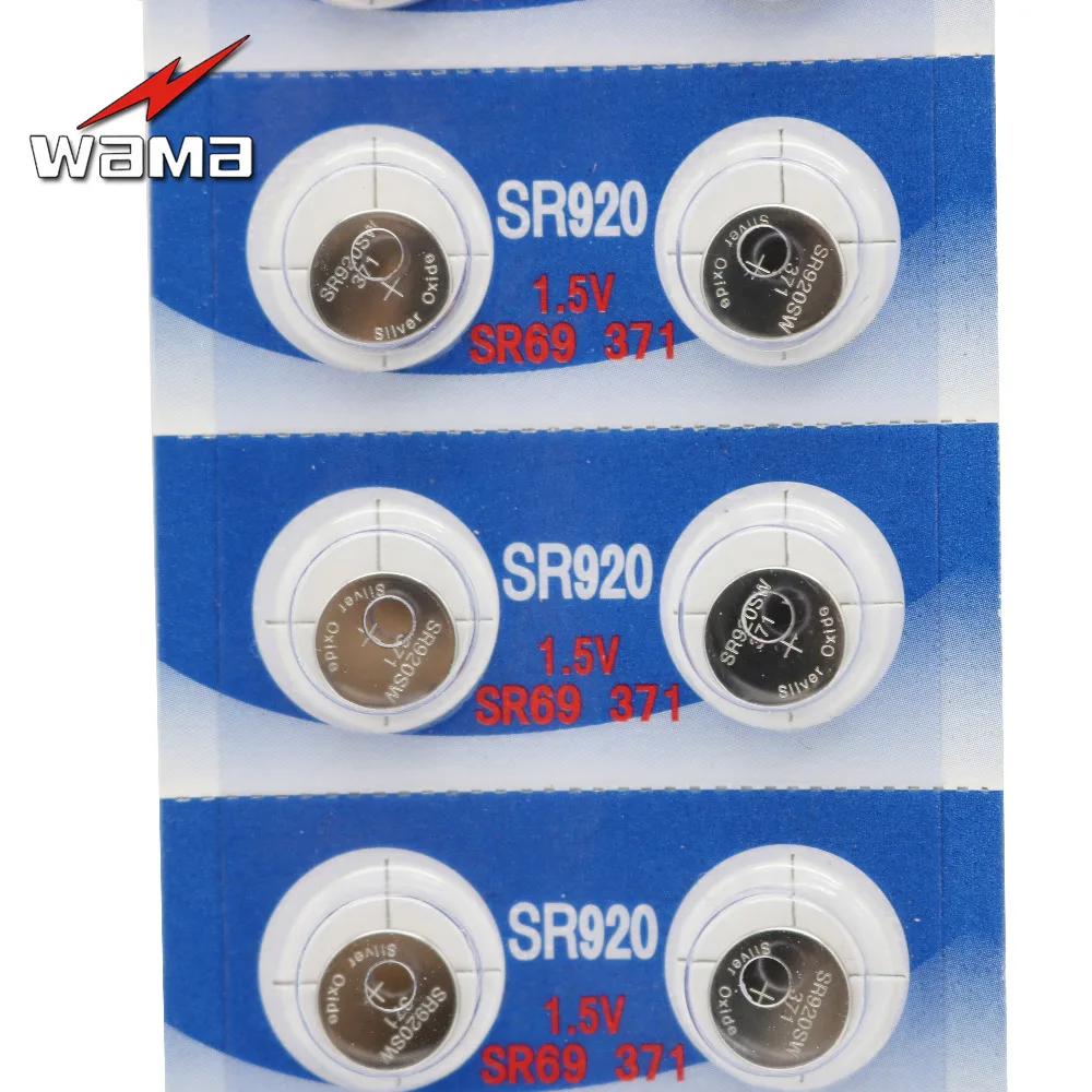 40 шт./лот Wama SR920 SR920SW 371/370 SR69 оксид серебра 1 55 в без ртути Hg Высокое качество часы