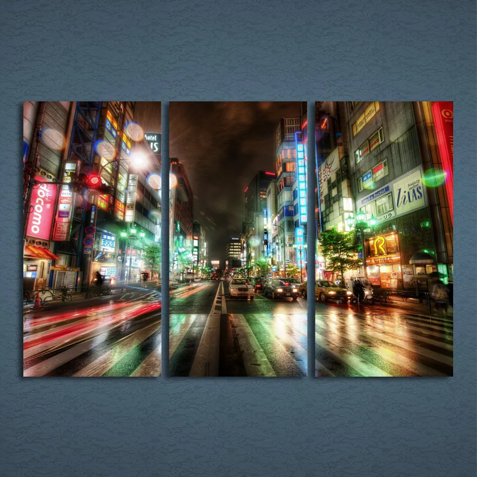 

3 Pcs/Set Framed HD Printed Japan Downtown Busy Street Picture Wall Art Canvas Print Decor Poster Canvas Modern Oil Painting