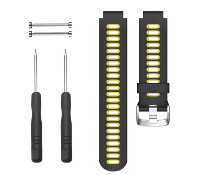 Uienie Сменный ремешок для наручных часов Спорт на открытом воздухе наручных для Garmin Forerunner 735XT/220/230/235/620/630@ JH - Цвет: Black Yellow