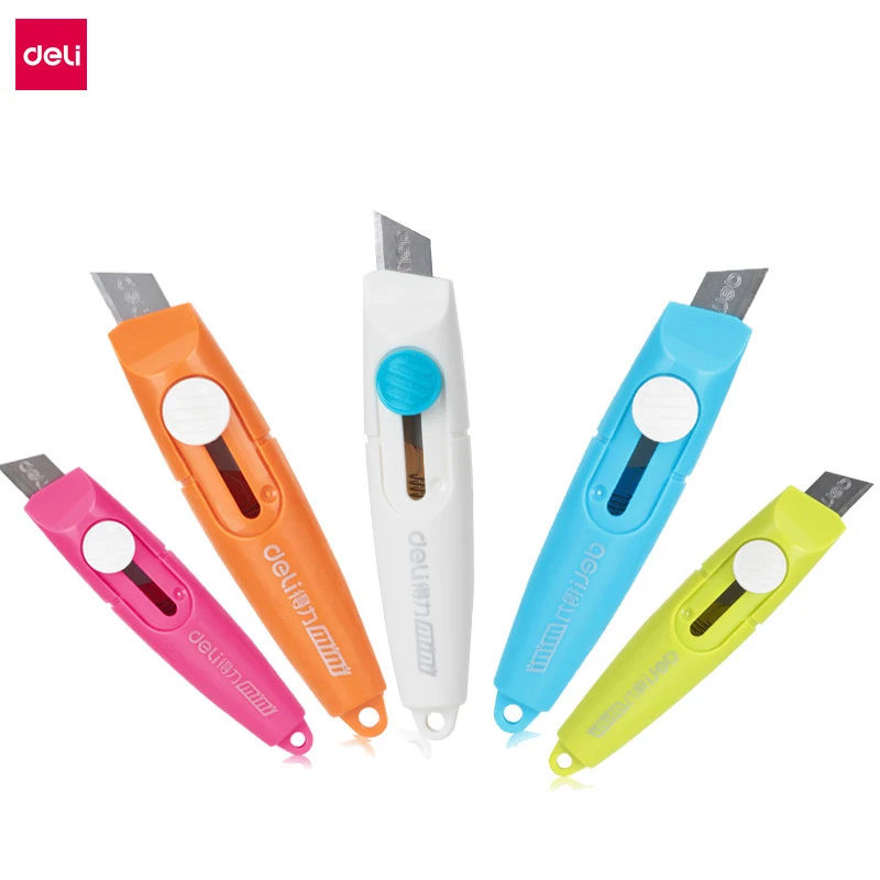 Deli 3PCS Mini Utility Knife Portable Paper Cutting Knife Candy Color Escolar Paper Cutter