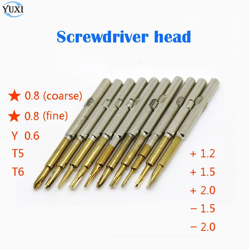 

YuXi Screwdriver Head Set 0.8mm Pentagram 0.6 Y type T5 T6 1.2mm 1.5mm 2.0mm Cross Stanley screwdriver bits Repair Tools